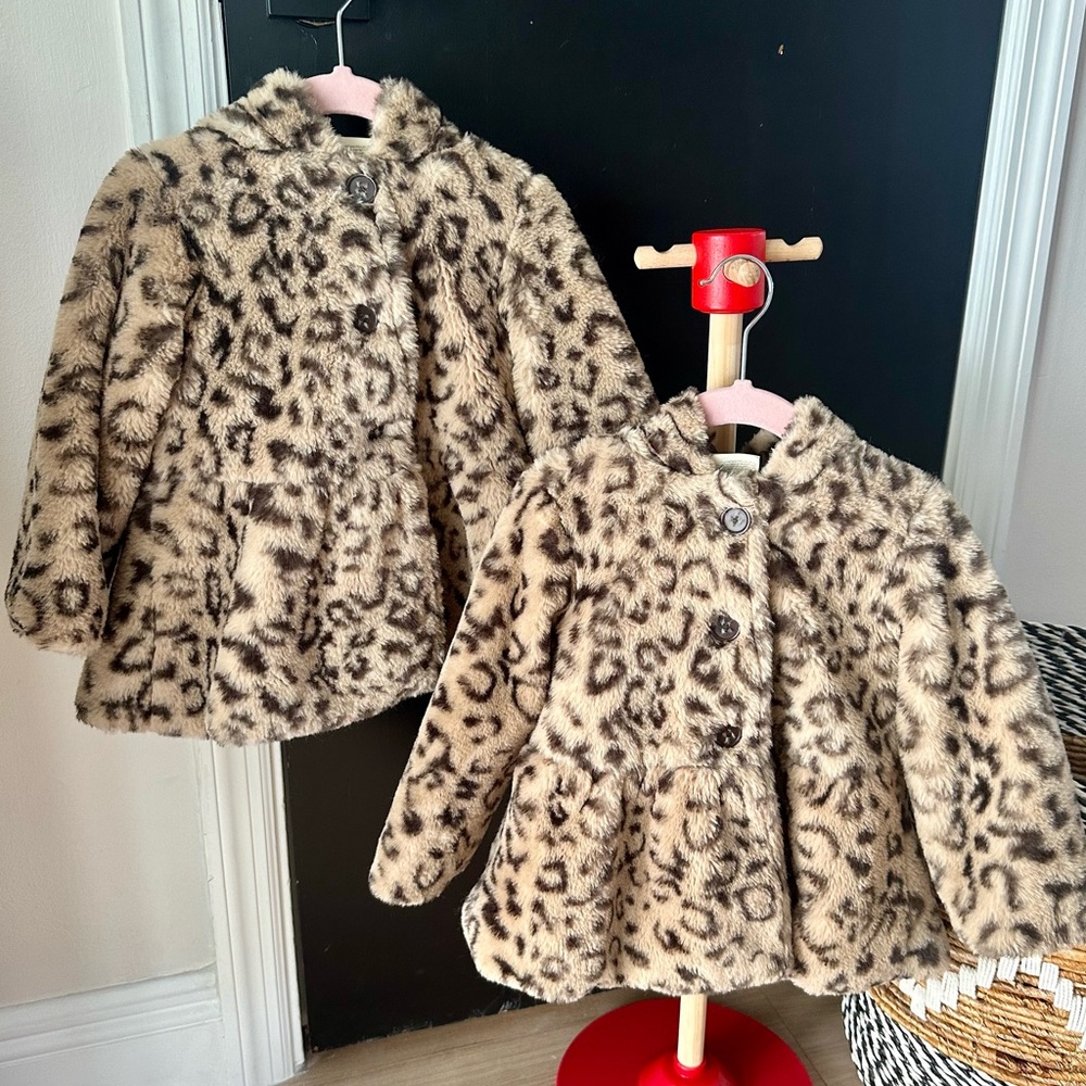 Twin Girls Leopard Fur Coat